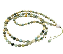 5mm Burmese Camo Green Jadeite Mala Paired w/Lotus Bud, Buddha's Heart & Gourd
