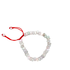 8mm Burmese Icy Multi Colored Jadeite Abacus Silk Bracelet