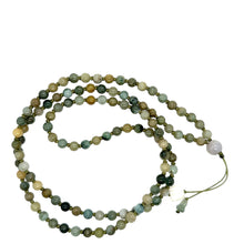 5mm Burmese Camo Green Jadeite Mala Paired w/Lotus Bud, Buddha's Heart & Gourd