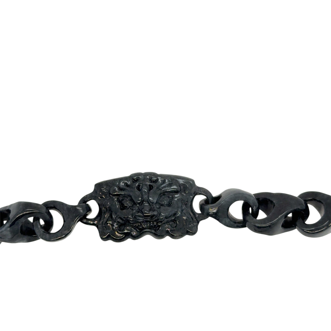 Burmese Black Jadeite Fu Lion Interlocks Bracelet