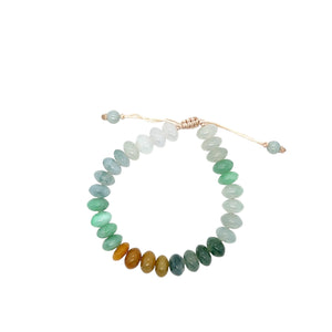 10mm Burmese Multi Colored Jadeite Abacus Silk Bracelet