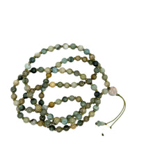 5mm Burmese Camo Green Jadeite Mala Paired w/Lotus Bud, Buddha's Heart & Gourd