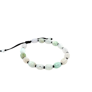 Burmese Jadeite Carved Storyboard of Ancient Coins Silk Bracelet