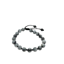 Burmese 9mm Icy Gray Jadeite Men's Mala Silk Bracelet