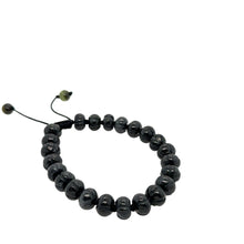 Burmese 9mm Black Jadeite Persimmon Men's Silk Bracelet