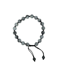 Burmese 9mm Icy Gray Jadeite Men's Mala Silk Bracelet