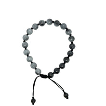 Burmese 9mm Icy Gray Jadeite Men's Mala Silk Bracelet