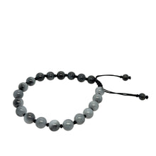 Burmese 9mm Icy Gray Jadeite Men's Mala Silk Bracelet