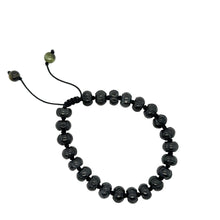 Burmese 9mm Black Jadeite Persimmon Men's Silk Bracelet