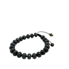 Burmese 9mm Black Jadeite Persimmon Men's Silk Bracelet