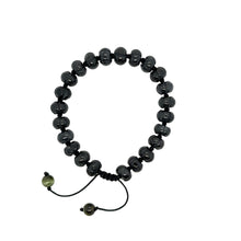 Burmese 9mm Black Jadeite Persimmon Men's Silk Bracelet