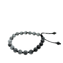 Burmese 9mm Icy Gray Jadeite Men's Mala Silk Bracelet