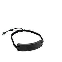 Burmese Black Jadeite ID Men's Silk Bracelet