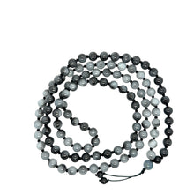 9mm Burmese Icy Gray Jadeite Balance Mala Necklace