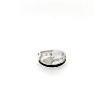 18kt WG Burmese Jadeite Teardrops w/ .50ct Diamond Black Enamel Ring