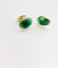 18kt Yellow Gold Burmese Emerald Green Jadeite Cufflinks, 16mm x 22mm