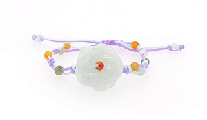 Burmese Jadeite 5 petals of Happiness Children's Silk Bracelet