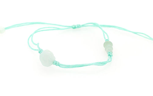 Burmese Jadeite Baqua & Gourd Adjustable Silk Bracelet or Anklet