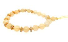 18kt YG Diamond Roundels Paired w/ Burmese Icy Honey Jadeite Beads Silk Bracelet