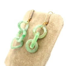 14kt YG Burmese Green Jadeite Mix Shapes Interlocking Earrings
