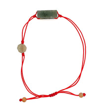 Burmese Raw Green Jadeite and Baqua Adjustable Silk Bracelet or Anklet
