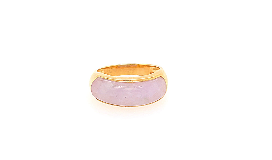 18kt YG Burmese Lavender Jadeite Traditional Saddle Ring