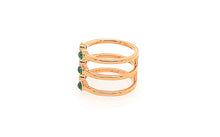 18kt RG Burmese Emerald Green Jadeite Paired w/ Pink & Red Diamond Ring