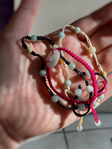 Burmese Jadeite 'Harbingers of Peace' Children's Silk Bracelet