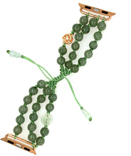 Burmese Icy Green Jadeite Beads, Coin & 18kt RG  Diamond Double Koi Iwatch Band