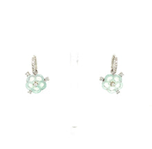 18kt WG Burmese Imperial White Jadeite Plum Blossom 1.0ct Diamond Earrings