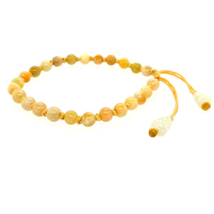 Burmese 5mm Honey Jadeite & Gourd Silk Bracelet