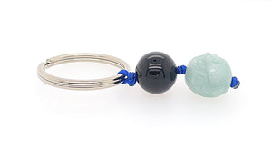 Burmese Jadeite Buddha w/ Blue Hawk's Eye Charm