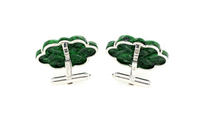 18kt WG Burmese Emerald Green Jadeite Cufflinks