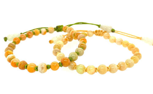 Burmese 5mm Honey Jadeite & Gourd Silk Bracelet