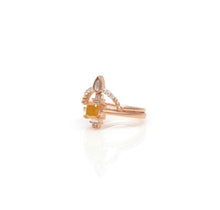 18kt Rose Gold Matte Burmese Icy Jadeite Teardrop Ring