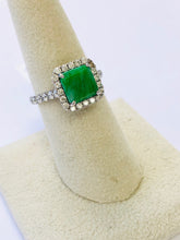 18kt Burmese Apple Green Jadeite and Diamond Ring