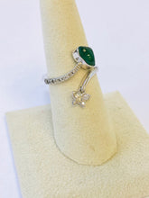 18kt Burmese Old Cut Imperial Green Jadeite with a Diamond Butterfly Ring