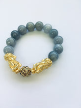 24kt Pei Yao w/ Fancy Color Diamond Ball & Burmese Blue Jadeite Bead Bracelet