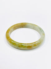 Burmese Icy Tri Color Honey Jadeite Oval Comfort Fit Bangle