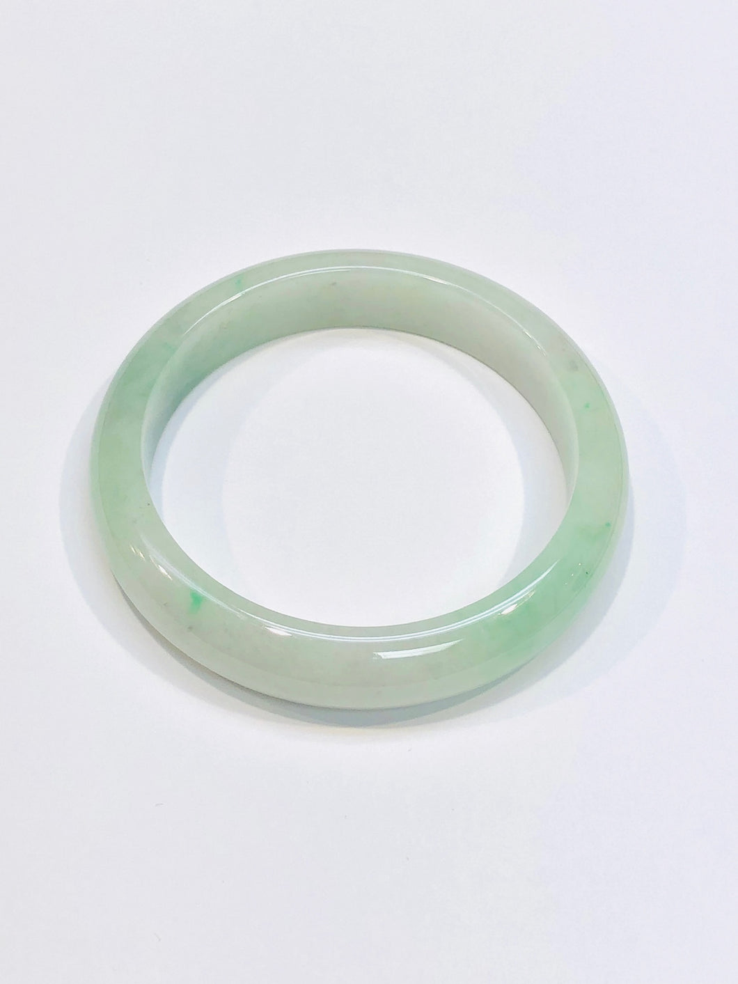 Burmese Icy Apple Green Jadeite Comfort Fit Bangle