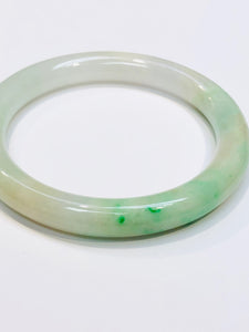 Burmese Apple and Emerald Green Jadeite Traditional Bangle