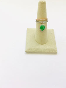 18kt Rose and White Gold Jadeite Pear Shape Ring