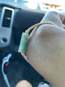 Burmese Natural Raw Jadeite Silk Bracelet