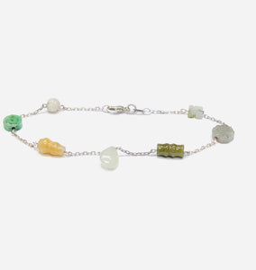 18kt Multi Color Jadeite Lucky Charm Bracelet