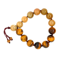 Burmese Honey Jadeite Paired w/ Tigers Eye Yin & Yang Men's Silk Bracelet