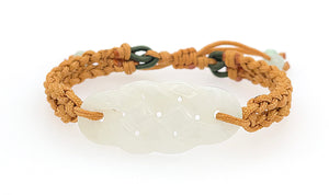 Burmese Jadeite Infinity Knot Silk Bracelet