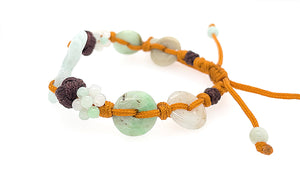 Burmese Jadeite Infinity Knot & Seeds of Knowledge Silk Bracelet