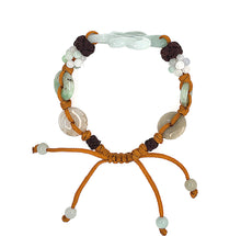 Burmese Jadeite Infinity Knot & Seeds of Knowledge Silk Bracelet