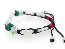 Burmese Jadeite Infinity Knot & Seeds of Knowledge Silk Bracelet