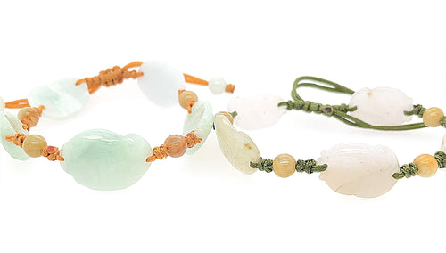 Burmese Jadeite 5 Section Fish Silk Bracelet